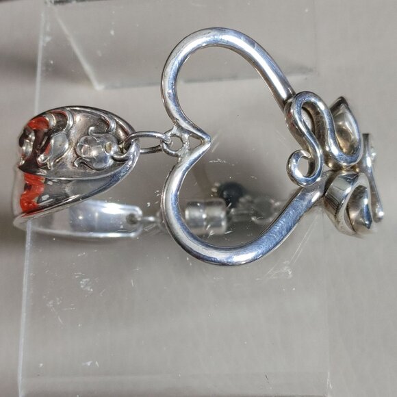 Heart Bracelet 1950 Gorham Sterling 14K WG Clasp 6 Fork Art Lily of The Valley - Picture 2 of 16